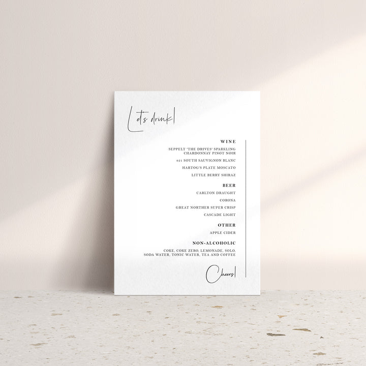 Drinks Menu - Card