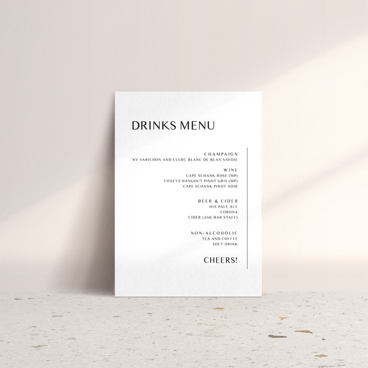 Drinks Menu - Acrylic