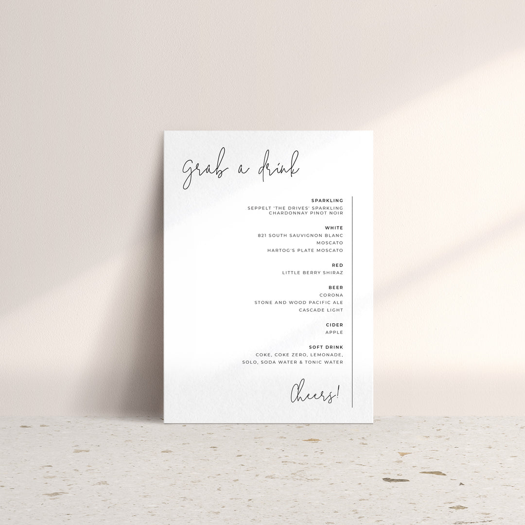 Drinks Menu - Card