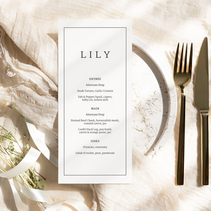 LILY Menu