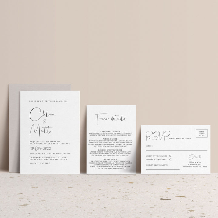 Ivory and Ink Weddings Invitations CHLOE Invitation Suite