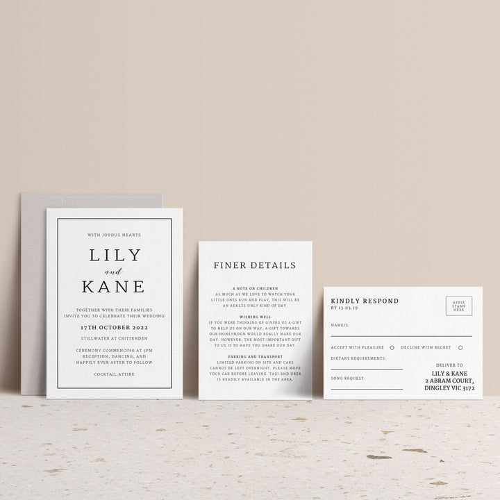 Ivory and Ink Weddings Invitations LILY Invitation Suite