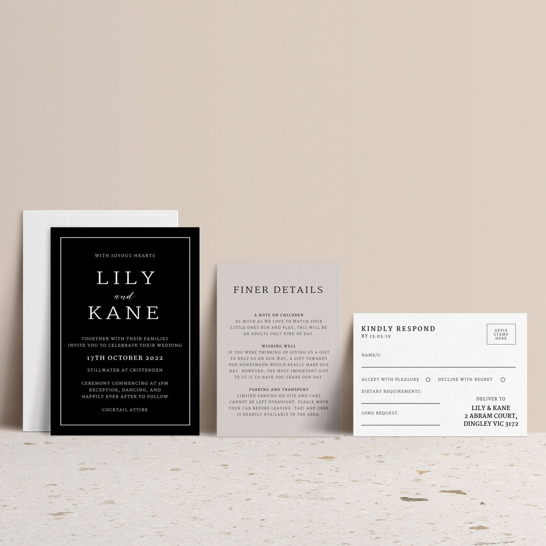 Ivory and Ink Weddings Invitations LILY Invitation Suite