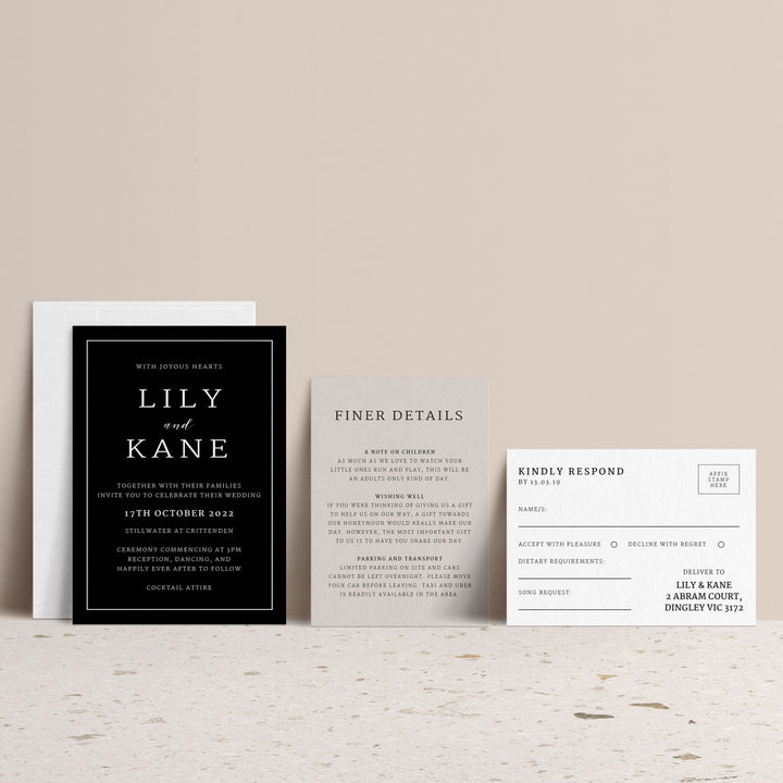 Ivory and Ink Weddings Invitations LILY Invitation Suite