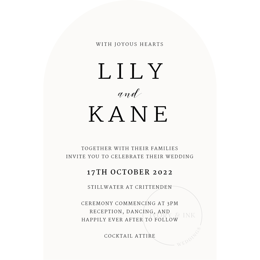 Ivory and Ink Weddings Invitations LILY Invitation Suite