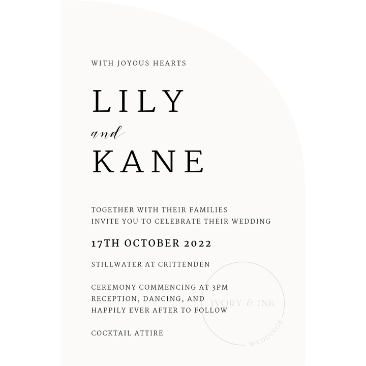 Ivory and Ink Weddings Invitations LILY Invitation Suite