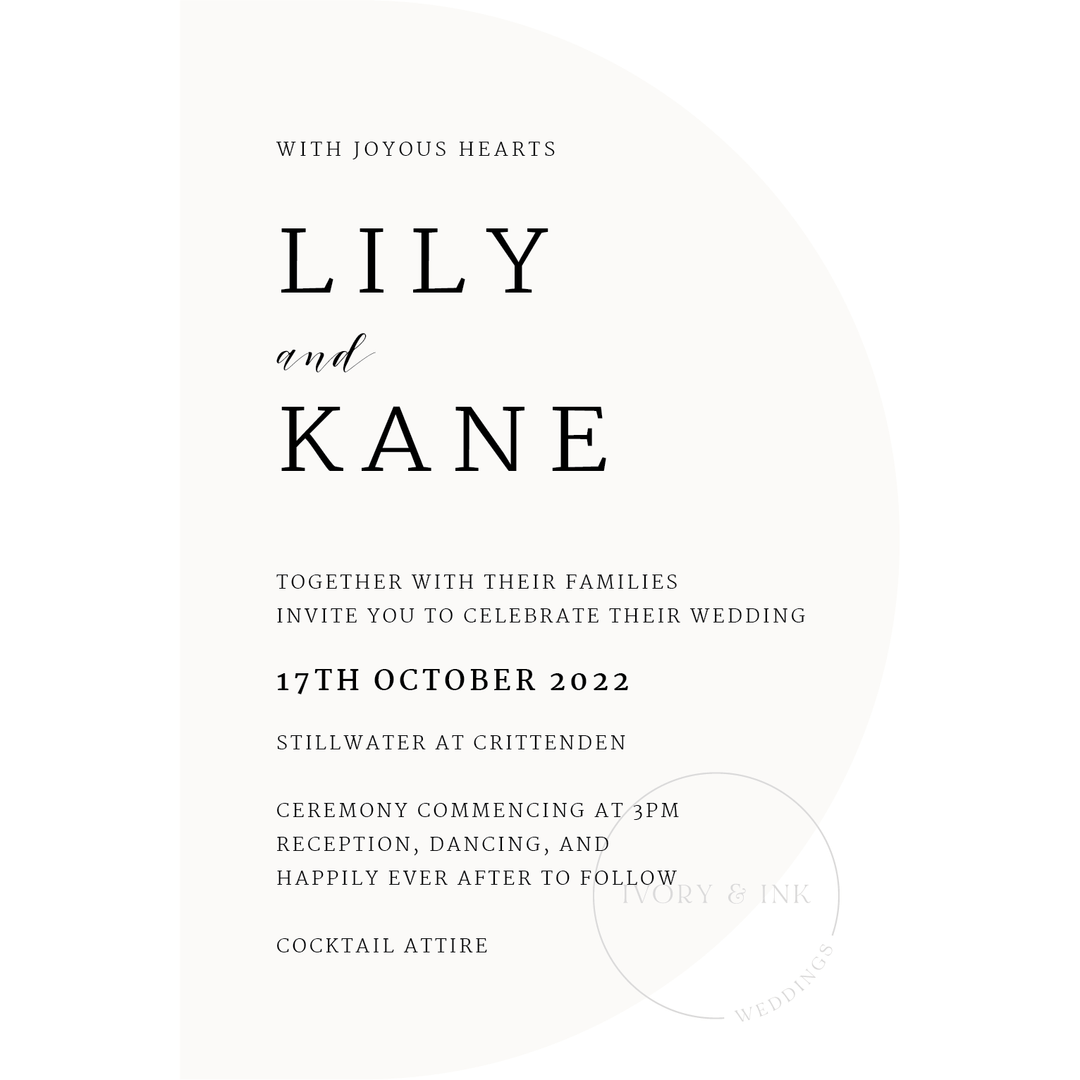 Ivory and Ink Weddings Invitations LILY Invitation Suite