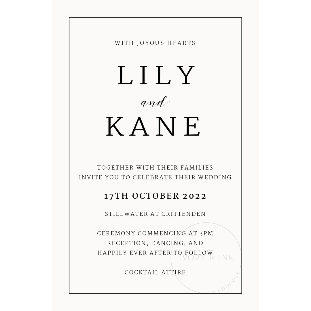 Ivory and Ink Weddings Invitations LILY Invitation Suite