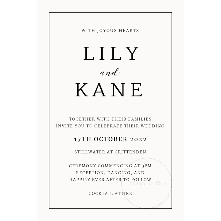 Ivory and Ink Weddings Invitations LILY Invitation Suite