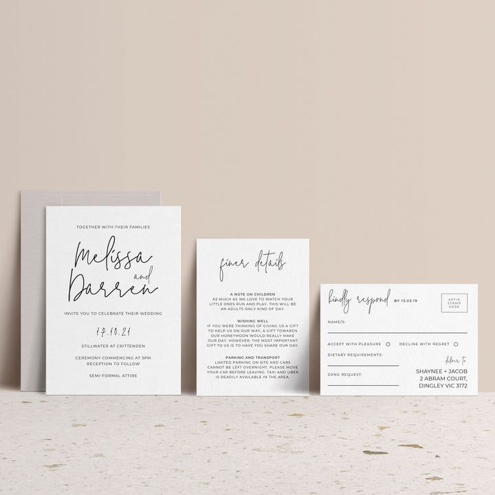 Ivory & Ink Weddings Invitations MELISSA invitation Suite