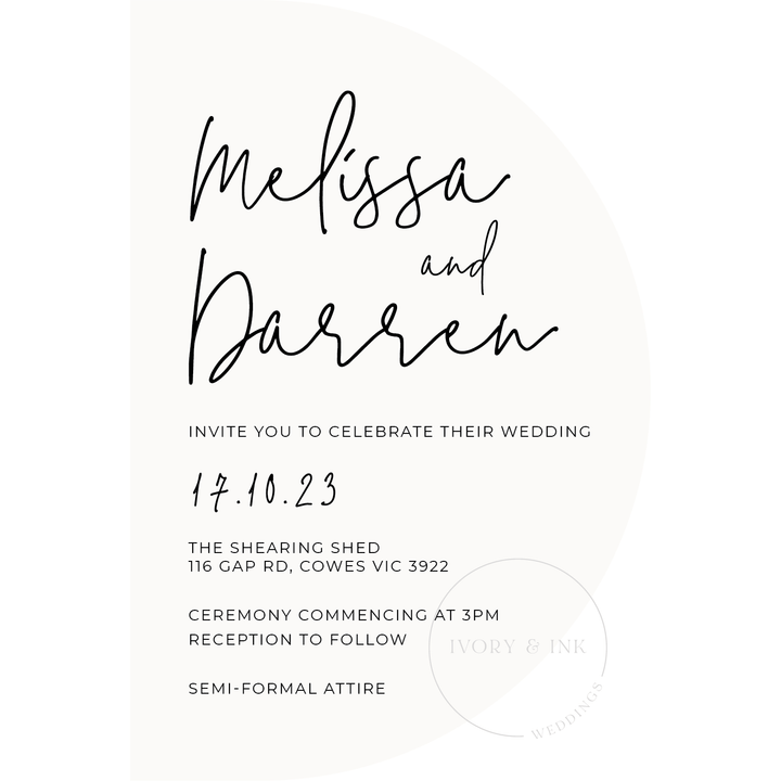 Ivory & Ink Weddings Invitations MELISSA invitation Suite