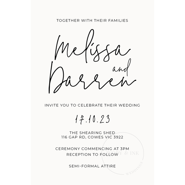 Ivory & Ink Weddings Invitations MELISSA invitation Suite