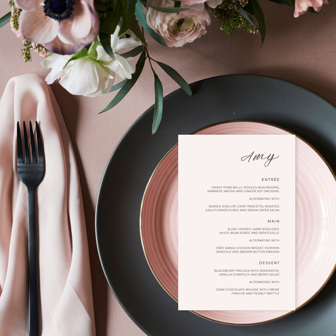 Ivory and Ink Weddings Menu AMY Menu