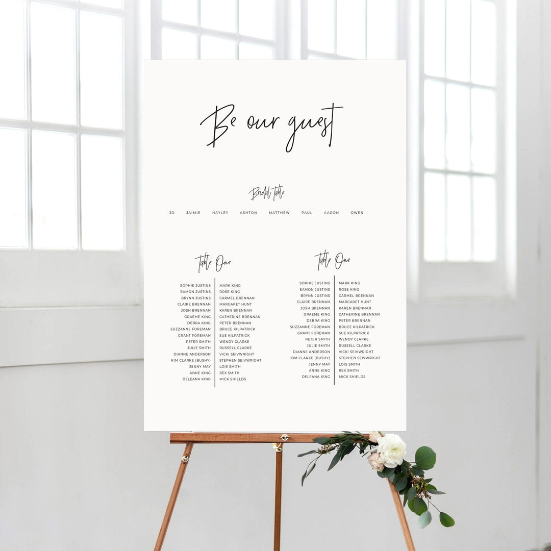 Ivory and Ink Weddings Seating Chart JESSICA Seating Chart