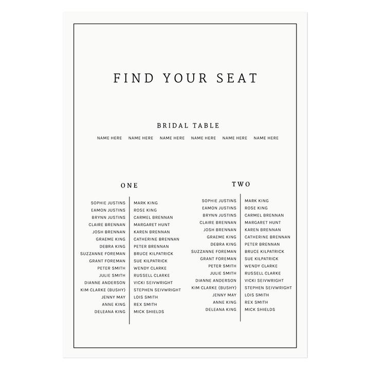 Ivory and Ink Weddings Seating Chart LILY Seating Chart