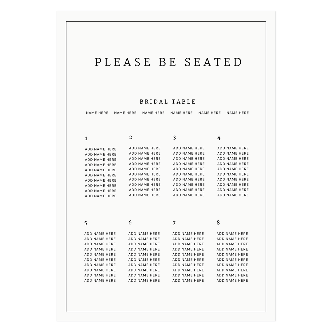 Ivory and Ink Weddings Seating Chart LILY Seating Chart