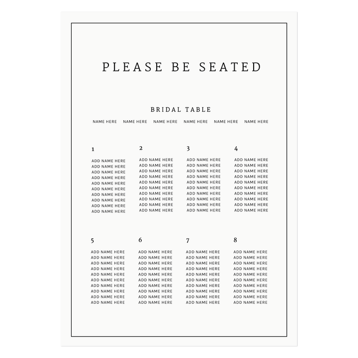 Ivory and Ink Weddings Seating Chart LILY Seating Chart