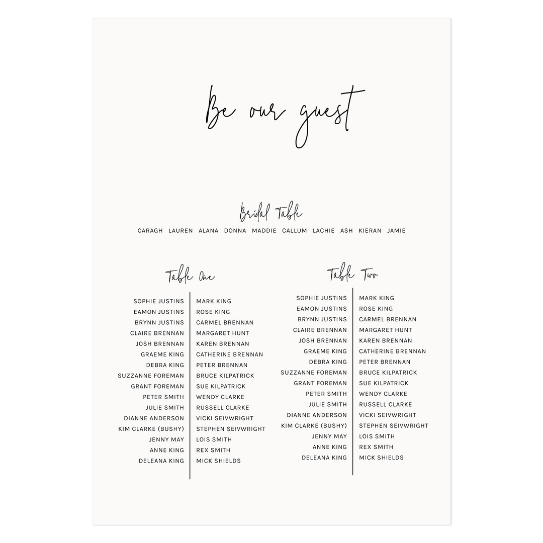 Ivory and Ink Weddings Seating Chart MELISSA Seating Chart