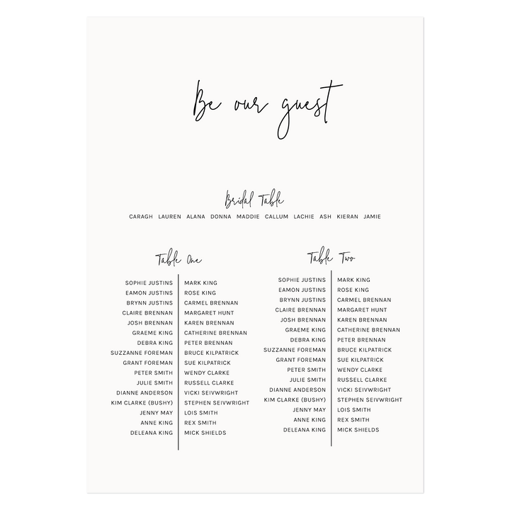 Ivory and Ink Weddings Seating Chart MELISSA Seating Chart