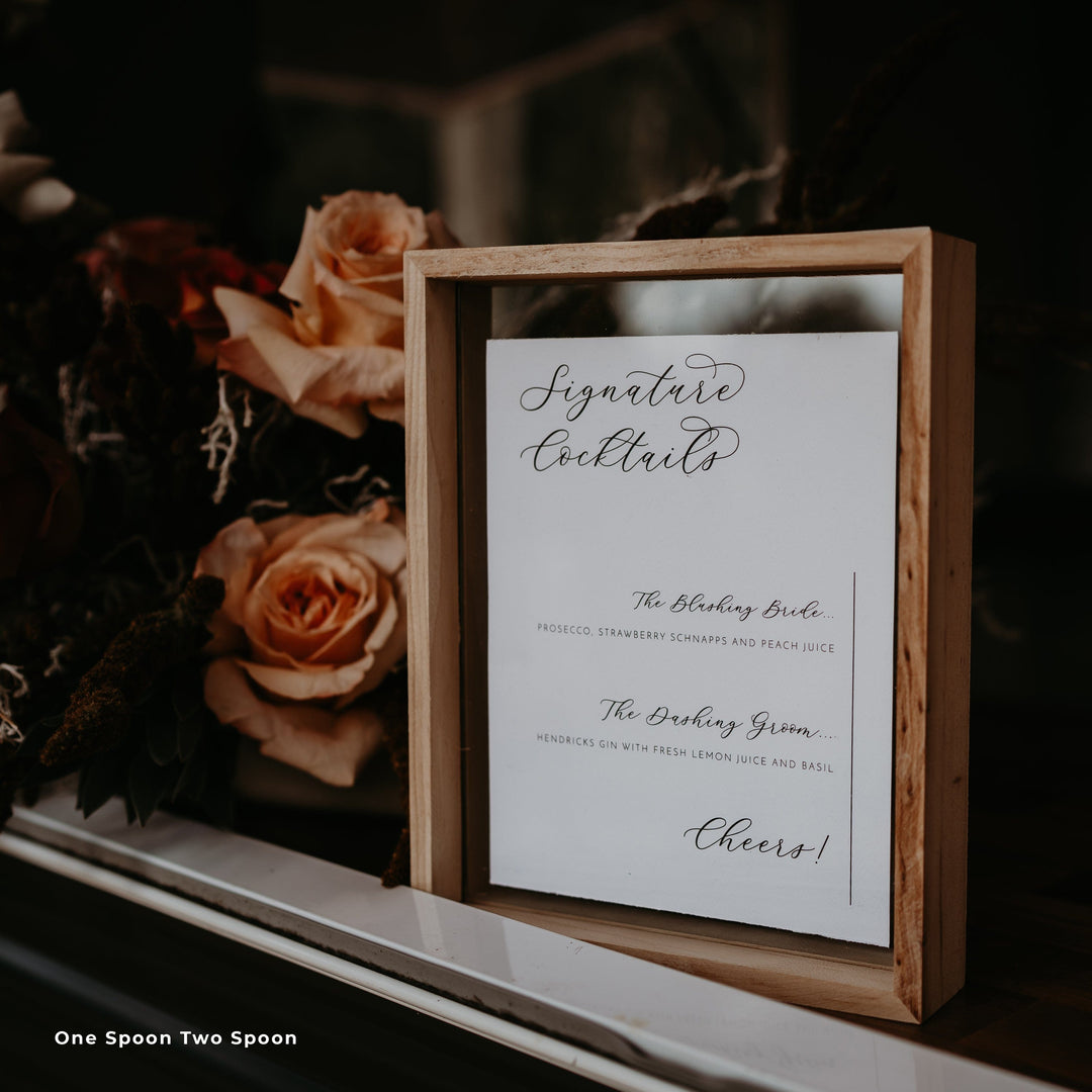 Ivory and Ink Weddings Small Signage Drinks Menu Print